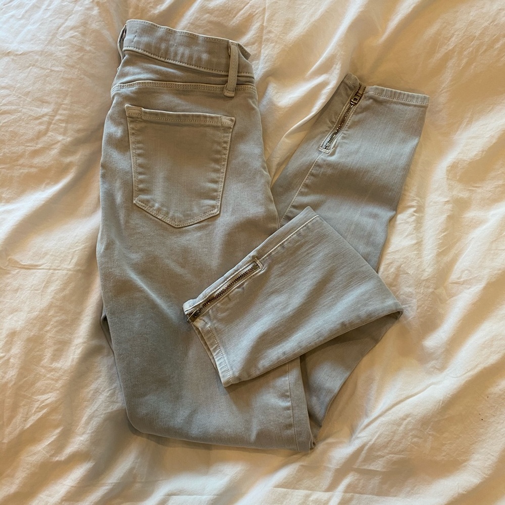 J Brand Light Gray Jeans with Ankle Zips